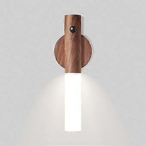 Applique murale d'intérieur avec capteur, lampe multifonction en bois, lampe de chevet design amovible avec support magnétique, veilleuse LED rechargeable portable (W (1/5)