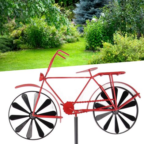 Vintage-Wetterfahne – Metallene Gartenwetterfahne mit drehbarer Kurbel, rote Vintage-Dekoration mit 2 Pflanzenhaltern (1/5)