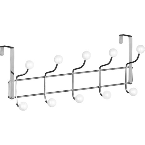 Interiors by Premier Over Door Hanger, 10 White Ball Hooks Door Hanger, Space-Saving Door Hanger for Living Room and Hallway