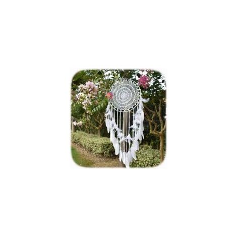 Grand capteur de rêves dans Boho Style, blanc Plume, Macramé, Tenture murale Vintage de Mariage ou de Heimdekoration, 35 cm de Cercle, 115 cm de long, Blanc (1/5)