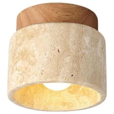 Plafonnier en bois, marbre et pierre, style moderne du milieu du siècle, semi-encastré, petit plafonnier de couloir, style ferme vintage, idéal pour une entrée, un porche, un couloir, un balcon ou un