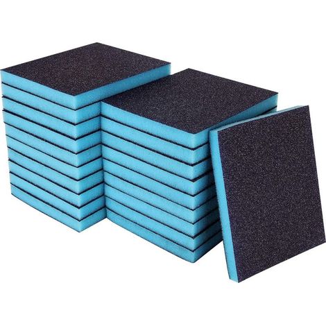 Lot de 20 Éponges Abrasives à Poncer Grain 120, Blocs de Ponçage Éponge Humide et Sec à Double Usage, Blocs de Ponçage Réutilisables (1/5)