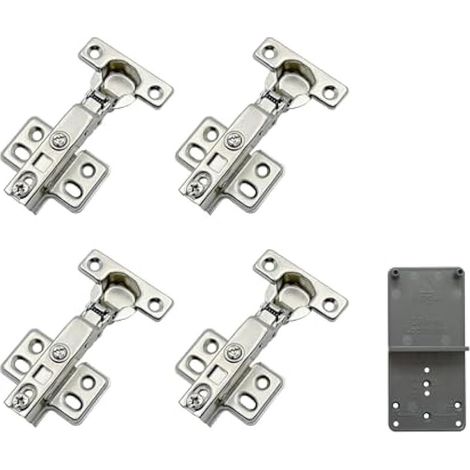 90 Degré Plein Recouvrante 26 mm Soft Close Charnieres avec Amortisseur Hydraulique Fermeture Automatique Charnière à Amorti pour Armoires de Porte Lot de 4 (1/5)
