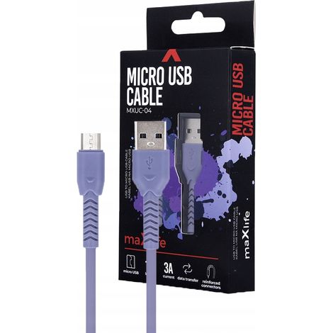 Câble de charge Maxlife USB - microUSB type B 1 m violet (1/5)