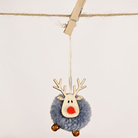 Ensemble d'ornements de noël, ornement d'arbre de noël, pendentif en bois d'élan en feutre de laine mignon, artisanat de cerf mignon(gris) (1/5)