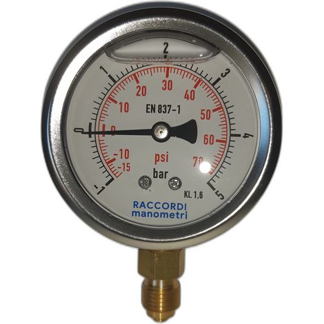 Manometro inferiore per vuoto (-1-+5 BAR) filettatura 1/4" (1/5)