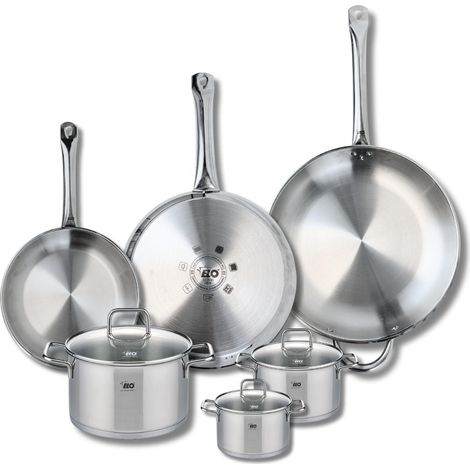 Ensemble de 3 Poêles de cuisson 24, 28 et 32 cm et 3 faitouts 12, 14 et 20 cm Elo Profi Citrin (1/5)