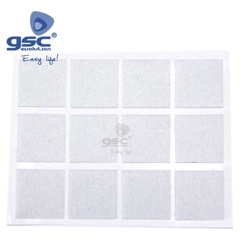 Lot de 12 feutres adhésifs carrés 20x23mm Blanc GSC 003802766