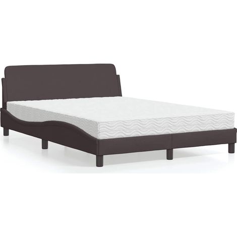 Bett mit Matratze "Dover" Dunkelbraun 140x200 cm Stoff (1/5)