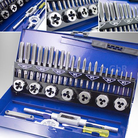 32tlg Gewindeschneid Satz M3-M12 Gewindeschneider Gewindebohrer M3 M4 M5 M6 M8 M10 M12 Vorder- Mitten- Fertigschneider