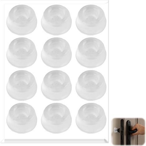 12 Pièces Tampon Caoutchouc Transparent Pieds, Butées De Protection en Caoutchouc Patin Silicone Anti-Dérapant, Amortisseur Silicone Transparent pour Meubles, Portes, Armoires (1/5)