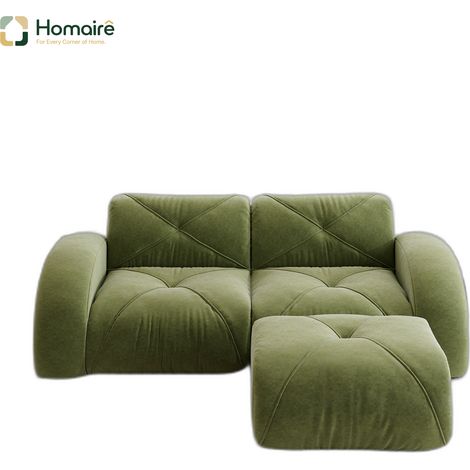 Canapé modulable en chenille vert 204 x 171 x 76 cm HOMAIRE (1/5)