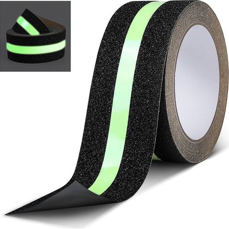 Bande Fluorescente, 5m x 5cm Ruban Adhésif Antidérapant, Photoluminescent, pour Réfléchir la Nuit, Bande Antiderapante pour l'intérieur et l'extérieur, Idéal pour Escaliers et Les Marches (1/5)