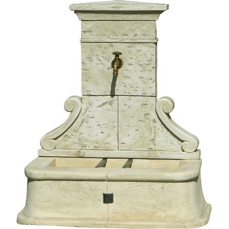Habitat Et Jardin – Fontaine de jardin Vénus en pierre reconstituée – 100 x 53 x 114 cm – 1 bac avec trou d'évacuation – Robinet en laiton inclus