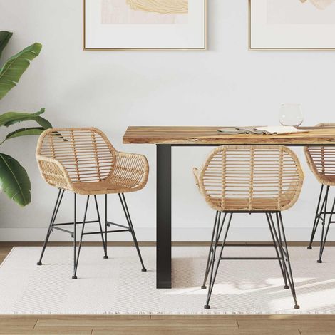 vidaXL Sedia da pranzo 2 pcs Rattan e Ferro Naturale 55 x 50 x 74