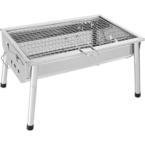 Barbecue portable en acier inoxydable – Démontable et ajustable – Résistant à la corrosion – Pour 2-3 personnes – Idéal camping et jardin