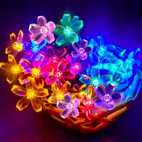 Solar-powered cherry blossom string lights - 8 lighting modes - colorful - 5 meters, 20 bulbs (1/5)