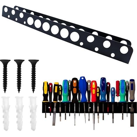 Screwdriver Organizer, Screwdriver Holder, Wall Tool Holder, Wall Mount Screwdriver, 18 Holes Wall Shelf Tool Holder, for Garage, Basement (1/5)