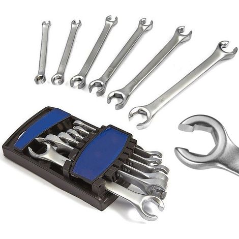 Juego de llaves para tubos de freno I llaves para racores de freno y tubo de frenos de 8-19 mm CON ESTUCHE, 6 piezas (1/4)