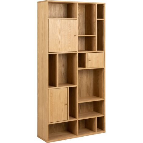 Estantería Norsica 810 , Cerrable, Con puertas, Chapa de madera natural, Número de puertas: 0, Número de cajones: 0, 180x90x30cm