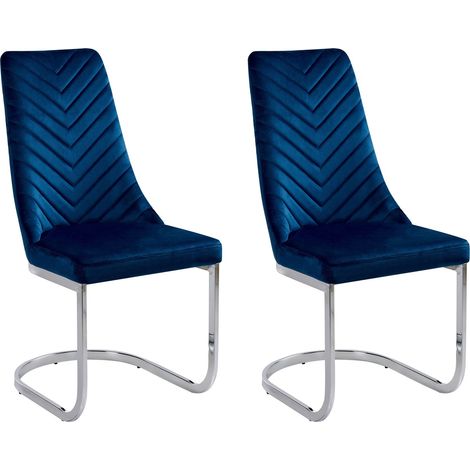 Esszimmerstuhl 2er Set ALTOONA Samtstoff Marineblau (1/5)