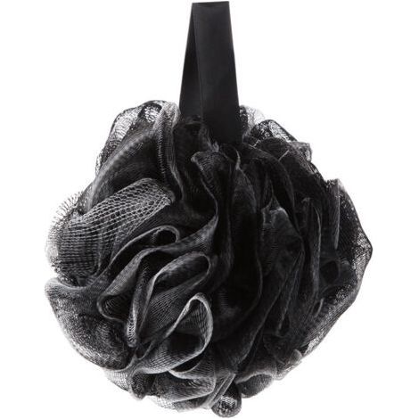 Black bath sponge, 1 piece, ultra soft for bathing and scrubbing, with foam net.