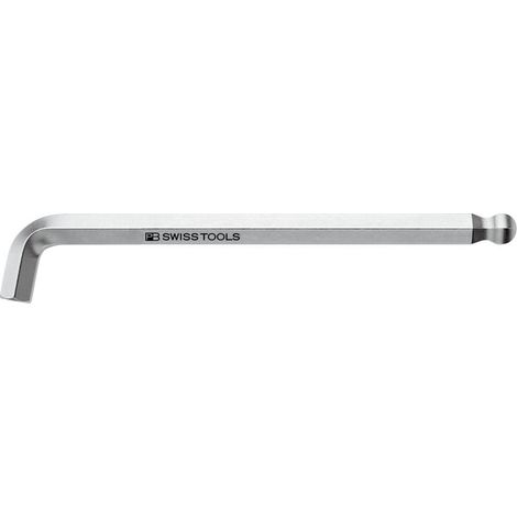PB Swiss Tools Sechskant-Winkelschraubendreher, mit Kugelkopf und kurzem Schenkel, verchromt, 2,5 mm
