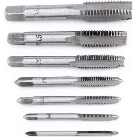 Ensemble 7 Pièces Outils De Filetage Acier Métrique M3-M12 Pour Vis Et Tiges Filetées - (1/4)