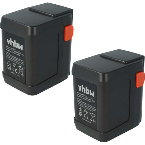 Lot de 2 batteries Li-Ion vhbw 4000mAh (18V) pour outils souffleur Gardena Accujet 18-Li comme 8835-U, 8835-20, 8839, 8839-20