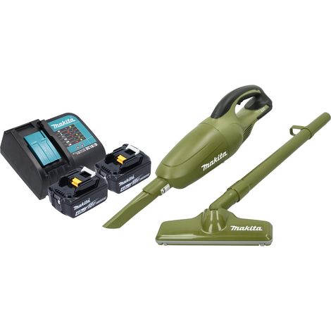Aspiratore a batteria Makita DCL 180 SM2O 18 V 0,65 l serie Olive Outdoor Adventure + 2x batteria ricaricabile 4,0 Ah + caricabatterie
