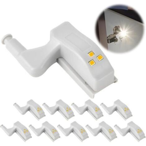 Lot de 10 LumièRes CharnièRe Led Pour CharnièRe Porte Placard, éClairage SpéCial Avec Capteur Automatique, Lampe De Placard Sans Fil