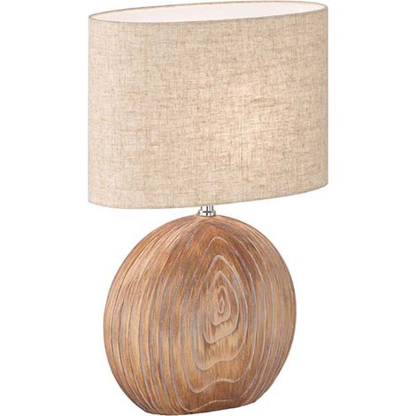 Lampe de table lampe de chevet lampe d'appoint E14 céramique aspect bois textile sable (1/3)