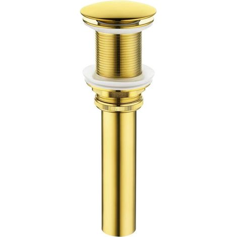 Robinet de salle de bain vasque vasque lavabo escamotable bouchon de vidange sans trop-plein, doré (1/5)