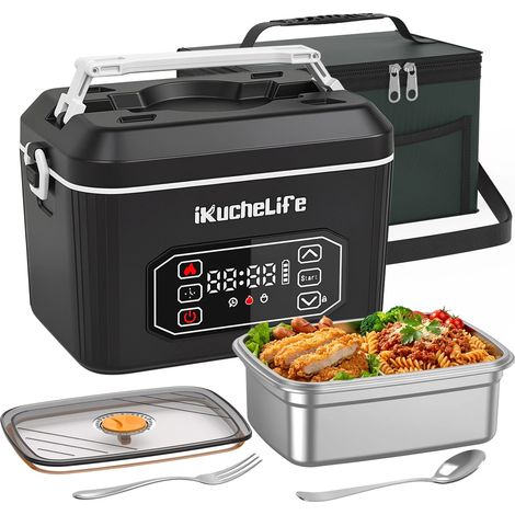 Lunch Box Chauffante, 3 en 1 Boite Chauffante Repas 7.4V, ,1.5L 24000 mAh Portable Gamelle Chauffante, 100W Boite a Repas Chauffante pour Voiture, Camion, Maison ou Camping