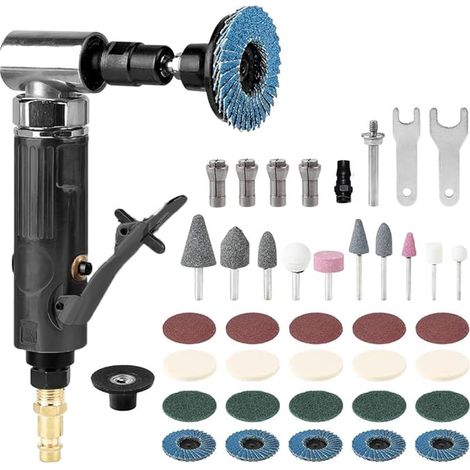 Pneumatic Grinder,Angle Grinder Kit,90psi 22005rpm with Discs Mandrels for Welding Surfaces Polishing and Grinding (1/5)