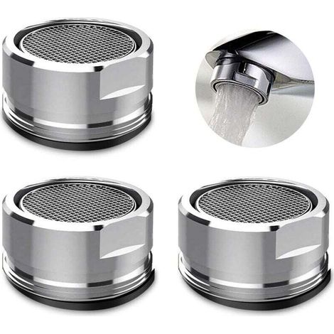 3-teiliges Wasserhahn-Luftsprudler-Set, Wasserhahnfilter mit Dichtungsring für Küche und Bad – Silber (24 mm Außendurchmesser) – Fei Yu (1/4)