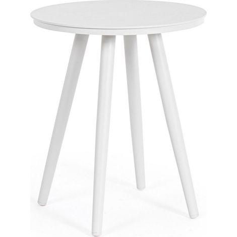 Tavolino da caffe "Space" da esterno e giardino Ø 40 cm in alluminio verniciato -Bianco (1/4)