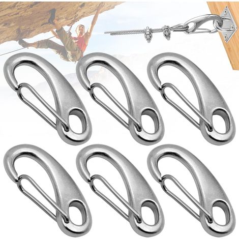LaBlanc - 6 Stück Karabiner aus 304 Edelstahl, 50 mm Edelstahlkarabiner, eiförmiger Karabiner, Edelstahl-Federkarabiner, Kletterkarabiner, für Bergsteigen, Camping, Wandern, Outdoor (1/5)