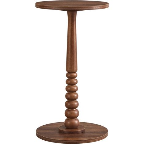 Table d'appoint ronde pour petits espaces 30 x 55 cm design contemporain utilisation salon chambre en bois marron (1/2)
