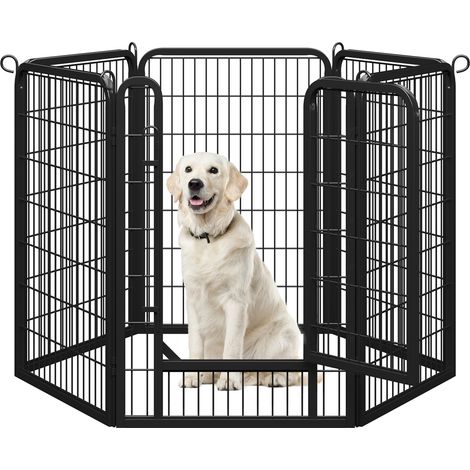 Homevive 6 Paneles Valla para Perros Metálica para Perros Medianos y Grandes Parque de Mascotas con Puerta para Hogar Patio Jardín Camping 100 cm de Altura Negro