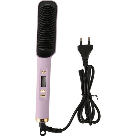 Brosse lisseur cheveux ions négatifs écran LCD 2-en-1 fer à friser et lisser peigne chauffant 110-220V prise UE (1/5)