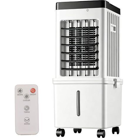 Ventilateur 3 en 1 avec humidificateur et télécommande, refroidissement à eau portable de 15 litres, 3 vitesses et 3 modes de ventilation, rotation à 120°, minuterie de 7,5 heures, adapté pour la mais