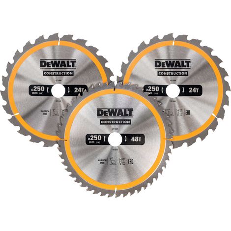 DeWALT - Kreissägeblatt-Set, 3-tlg, für Holz, 250x30 mm DT1963