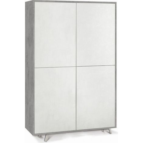 Mueble 4 Puertas 108L x 41P x h161 – Acabado Cemento y Blanco Opaco – Sarmog