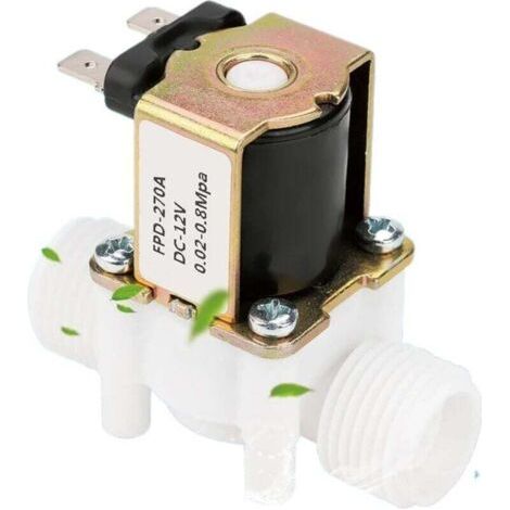 Électrovanne d'arrivée d'eau 12 V G1/2 et 34 en plastique, normalement fermée (NF), pour la distribution d'eau (1/5)