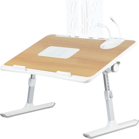 Haloyo® Table de Lit pour Ordinateur Portable Pliable,  Réglable en Hauteur et Angle, our le canapé, l'étude, la lecture et l'écriture, 60x40x26-39cm, Noyer (1/5)
