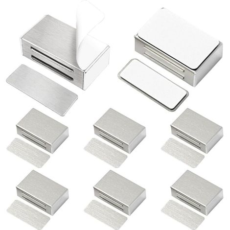 Lot de 8 loquets magnétiques auto-adhésifs pour porte d'armoire, mise à jour de la boucle de porte magnétique, pas de vis, pas de perçage nécessaire.
