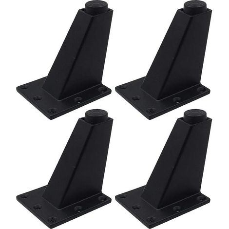 Lot de 4 Pieds de meubles, Pieds triangulaires réglables de meubles de cuisine de jambes de meubles d'alliage d'aluminium,Facile à installer, belle mode,couleurs noir et blanc en option (Noir,8cm) (1/5)