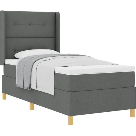 Maison Exclusive - Lit à ressorts avec matelas Gris foncé 80 x 200 cm tissu