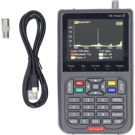 Satellitenfinder 950–2150 MHz, 3,5-Zoll-Bildschirm, digitales SAT-Messgerät, DVB-S2X- und S2S-Signalempfänger, DC 5 V – 9 V